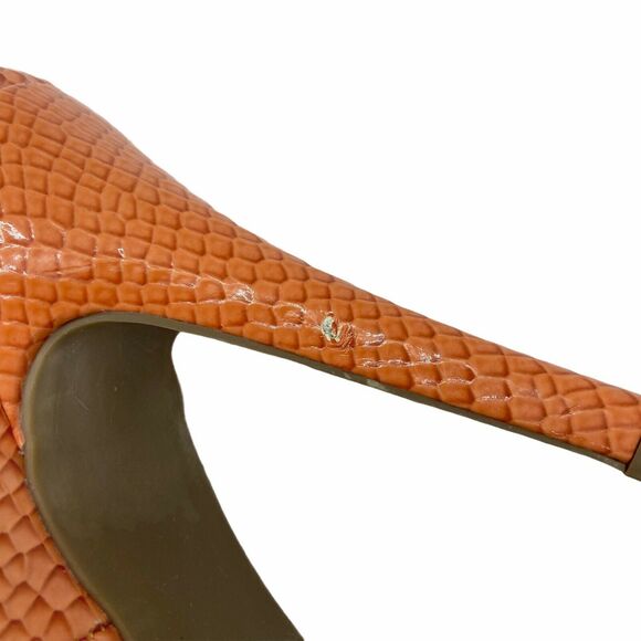 Steve Madden Stiletto Heels Women's P-Ronni Orange Snakeskin Slip On Pump Size 8 - Picture 6 of 16